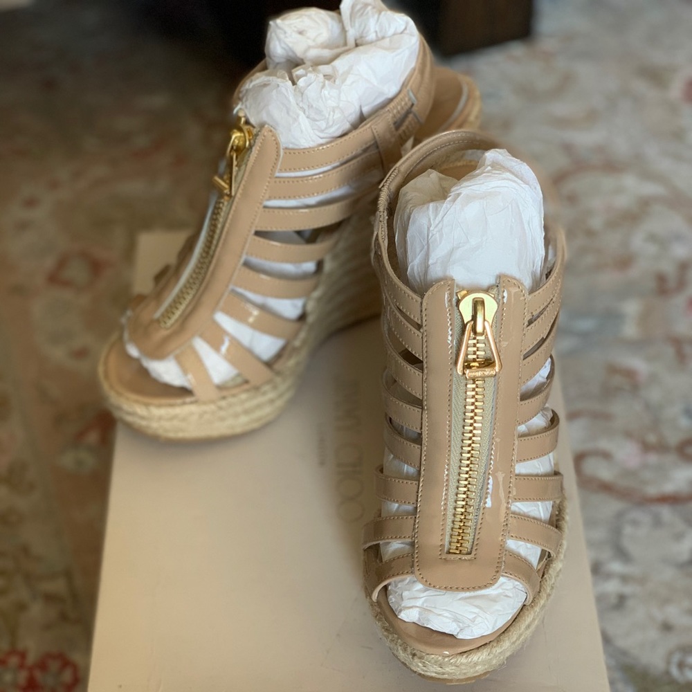 Jimmy Choo Palermo Wedge Sandal - Patent Nude